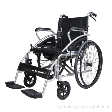 Стоманена сгъваема тоалетна инвалидна количка